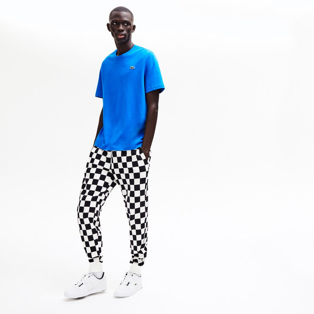 Mens   LIVE Printed-Back Cotton T-Shirt | Lacoste Blue / White • Jfl