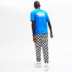 Mens   LIVE Printed-Back Cotton T-Shirt | Lacoste Blue / White • Jfl