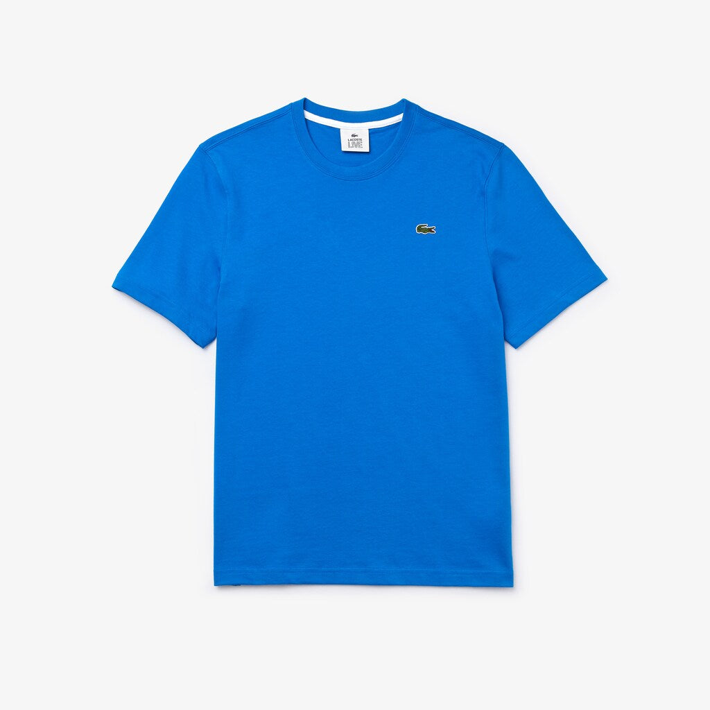 Mens   LIVE Printed-Back Cotton T-Shirt | Lacoste Blue / White • Jfl