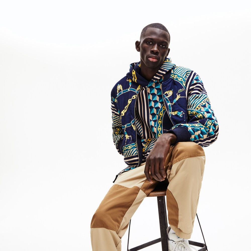 Mens   LIVE Reversible Bomber Jacket | Lacoste Navy Blue / White • Hrc