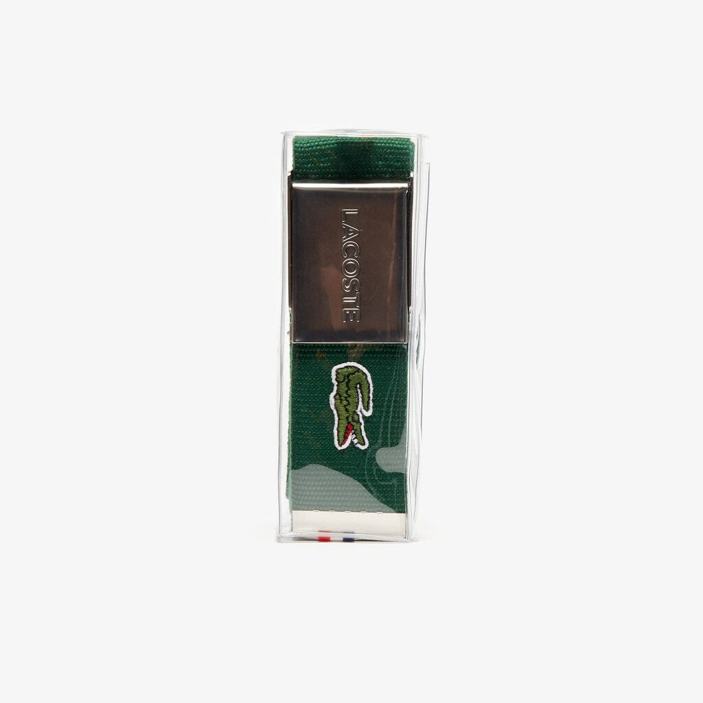 Mens   Woven Fabric Belt | Lacoste Green • 132