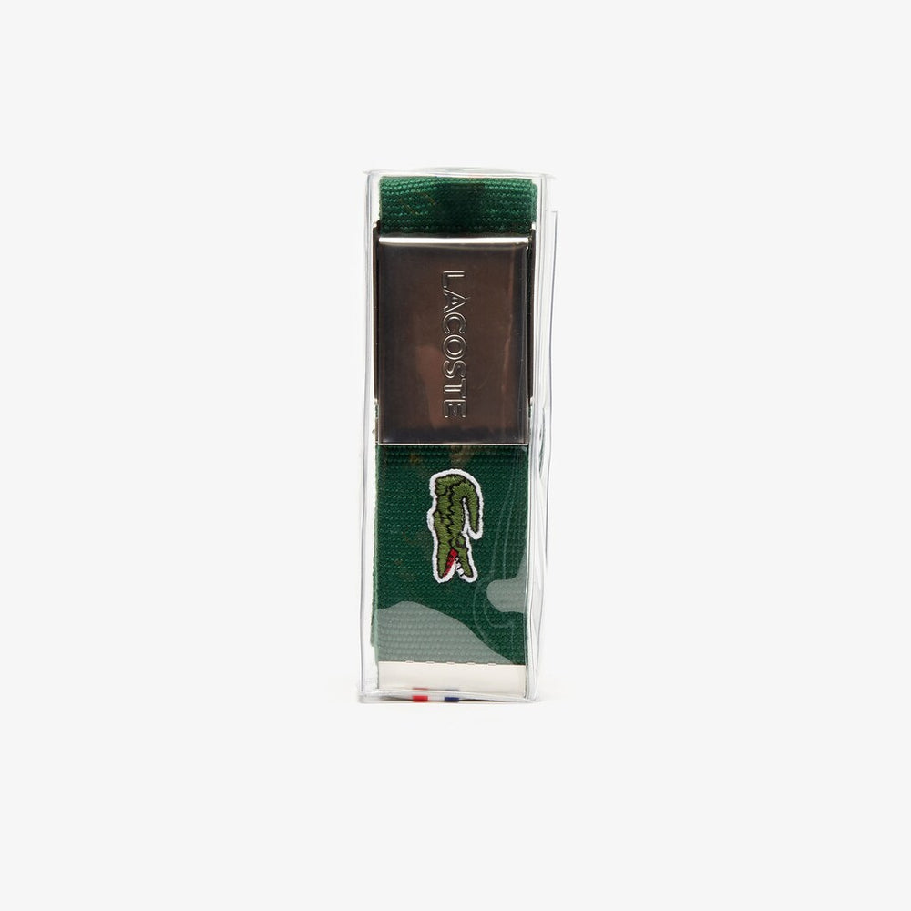 Mens   Woven Fabric Belt | Lacoste Green • 132