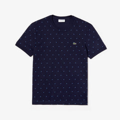 Mens   Crewneck Mini Houndstooth Cotton T-shirt | Lacoste Navy Blue / Blue • M0P