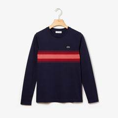 Womens Wo  Long Sleeve Multicolor Stripe T-Shirt | Lacoste Navy Blue / Bordeaux / Pink • 0Ve
