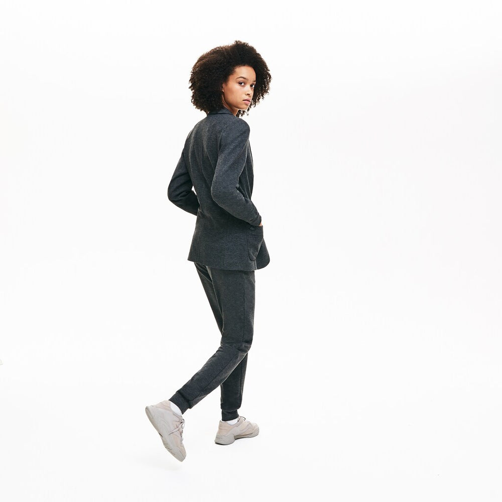 Womens Wo  Brushed-Knit Blazer | Lacoste Grey Chine • 3W9