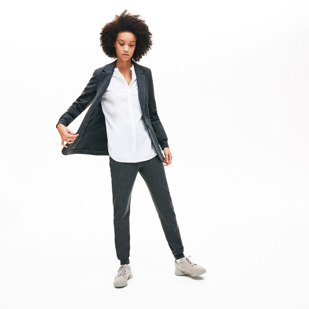 Womens Wo  Brushed-Knit Blazer | Lacoste Grey Chine • 3W9
