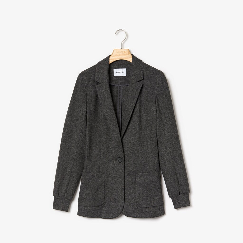 Womens Wo  Brushed-Knit Blazer | Lacoste Grey Chine • 3W9