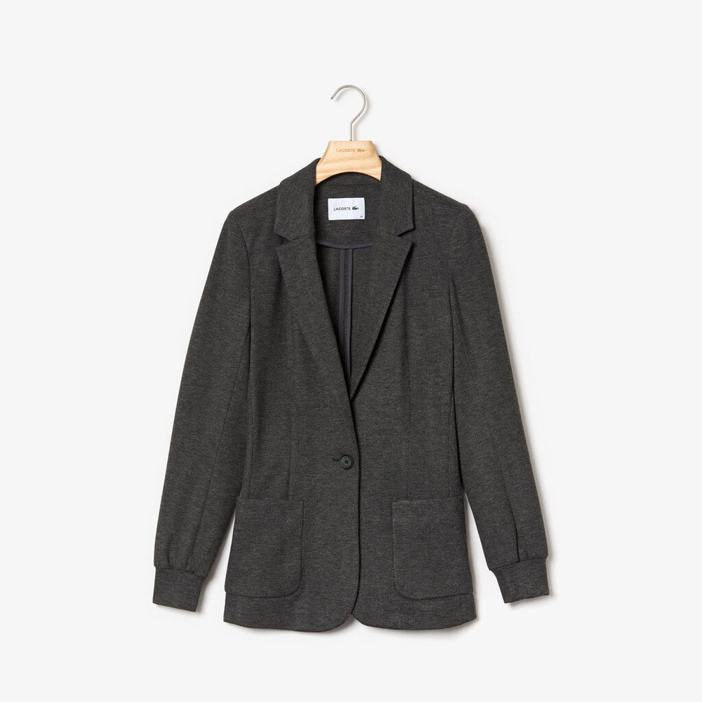 Womens Wo  Brushed-Knit Blazer | Lacoste Grey Chine • 3W9