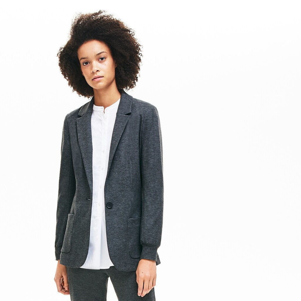 Womens Wo  Brushed-Knit Blazer | Lacoste Grey Chine • 3W9