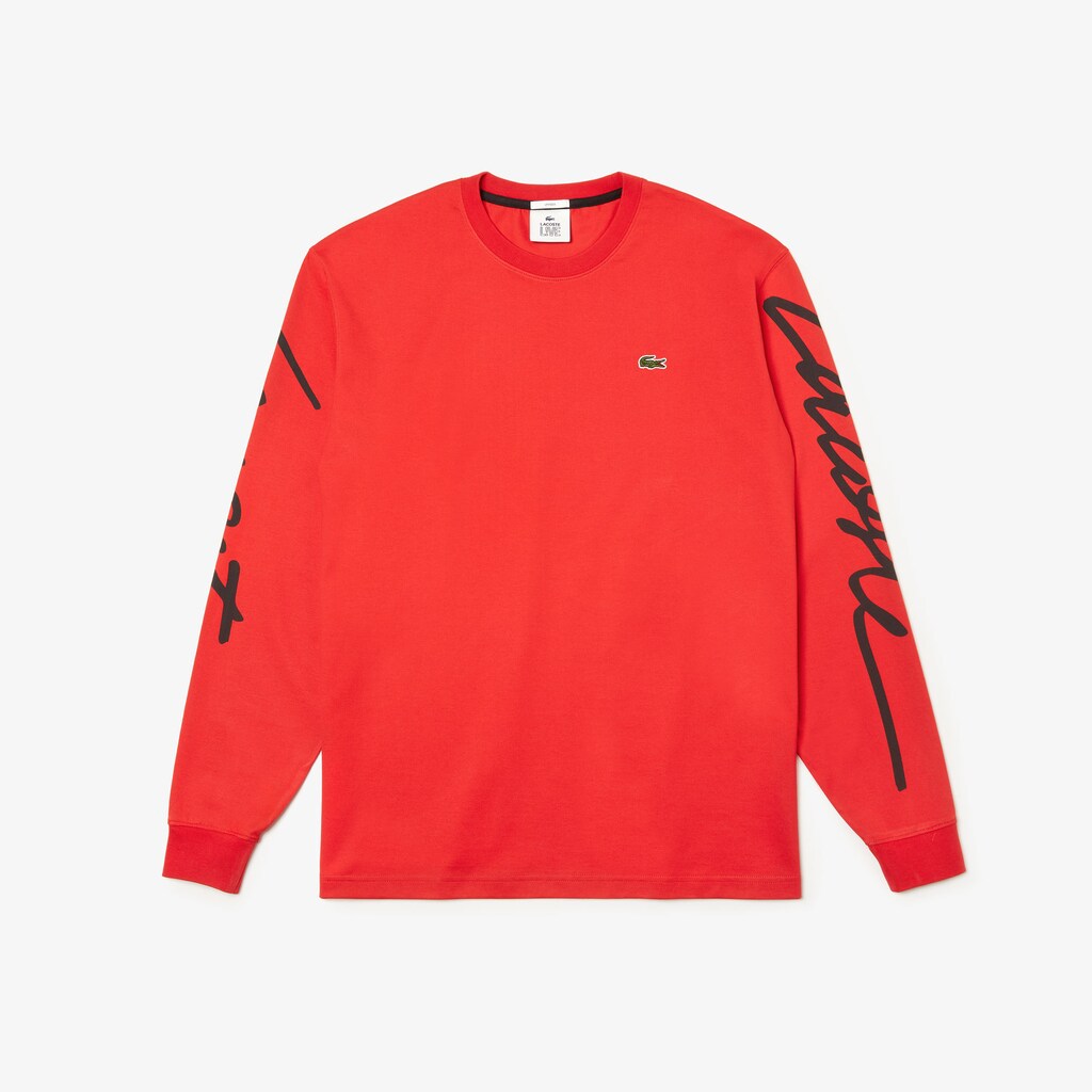 Mens Unisex LIVE Signature Print T-shirt | Lacoste Red / Black • 2Qv
