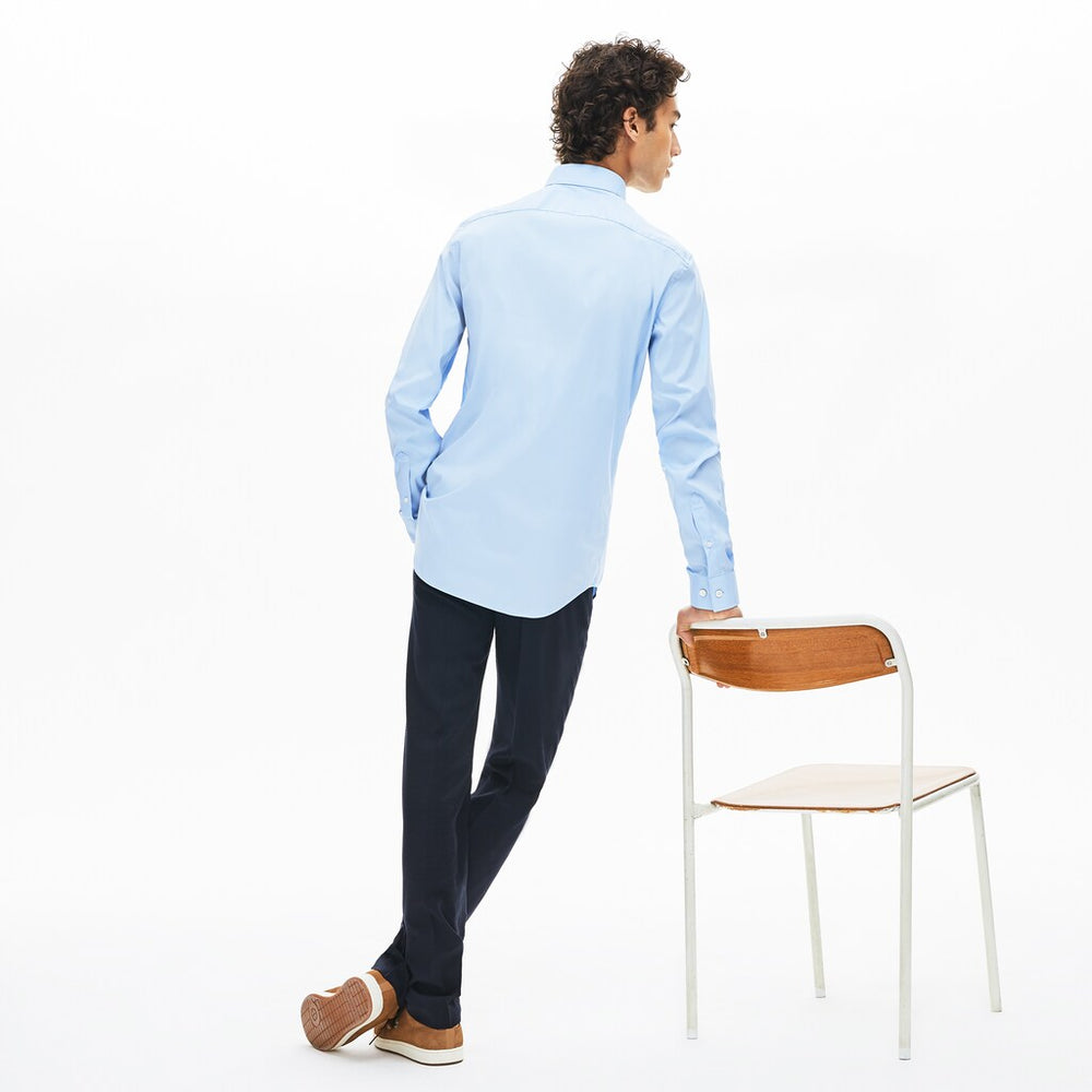 Mens   Slim-Fit Stretch Cotton Poplin Shirt | Lacoste Light Blue • Cqm
