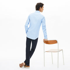 Mens   Slim-Fit Stretch Cotton Poplin Shirt | Lacoste Light Blue • Cqm