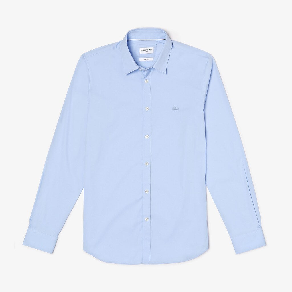 Mens   Slim-Fit Stretch Cotton Poplin Shirt | Lacoste Light Blue • Cqm