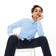 Mens   Slim-Fit Stretch Cotton Poplin Shirt | Lacoste Light Blue • Cqm