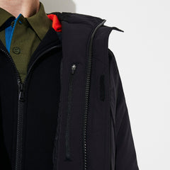 Mens   SPORT Dual-Tone Canvas Rain Parka | Lacoste Black / Khaki Green • 50P