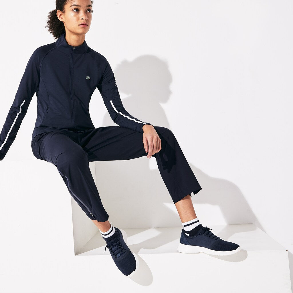 Womens Wo  Presidents Cup Breathable Stretch Zip Golf Sweatshirt | Lacoste Navy Blue / White • 525