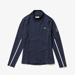 Womens Wo  Presidents Cup Breathable Stretch Zip Golf Sweatshirt | Lacoste Navy Blue / White • 525