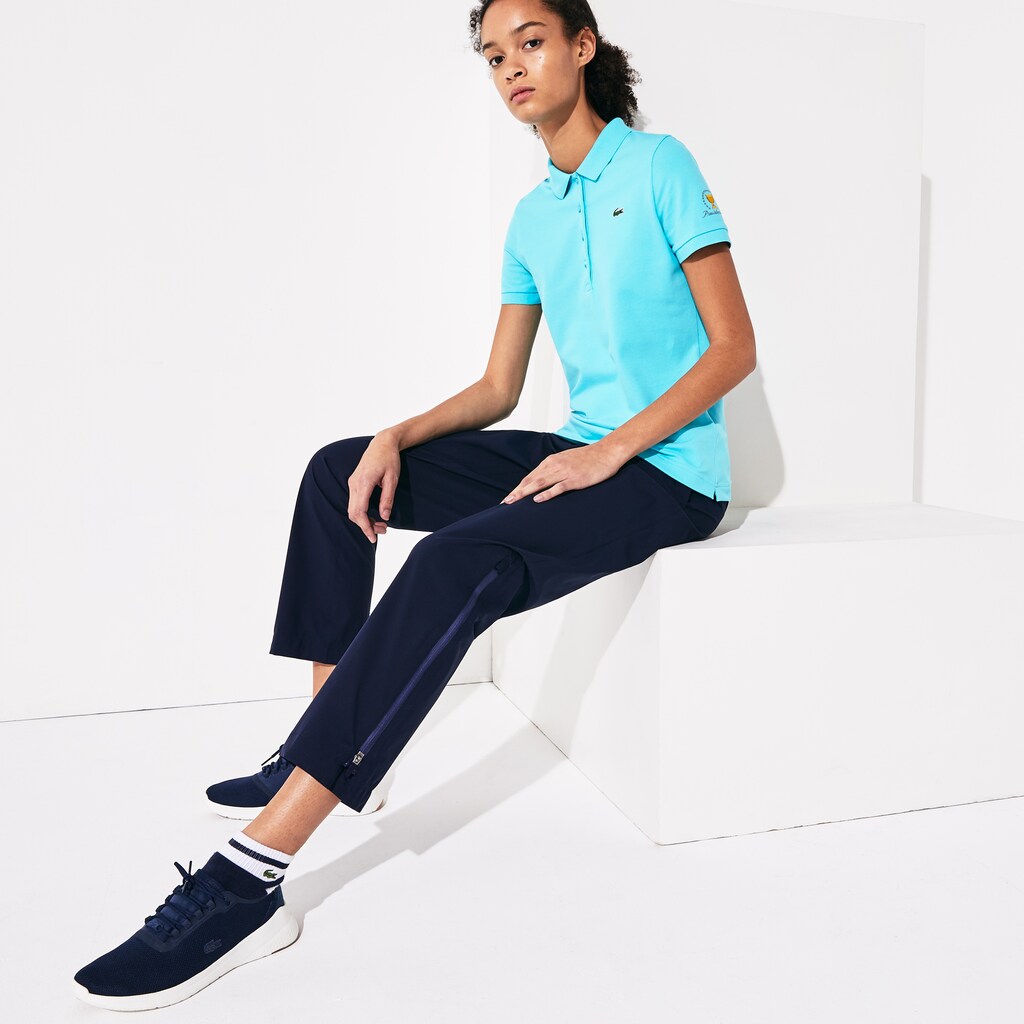 Womens Wo  Presidents Cup Stretch Cotton Piqué Golf Polo Shirt | Lacoste Turquoise • Hnp
