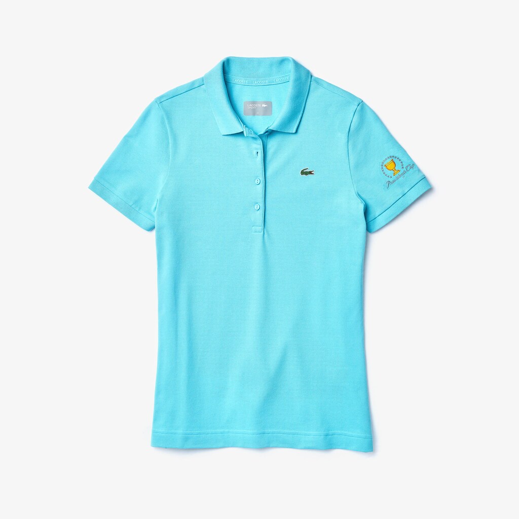 Womens Wo  Presidents Cup Stretch Cotton Piqué Golf Polo Shirt | Lacoste Turquoise • Hnp
