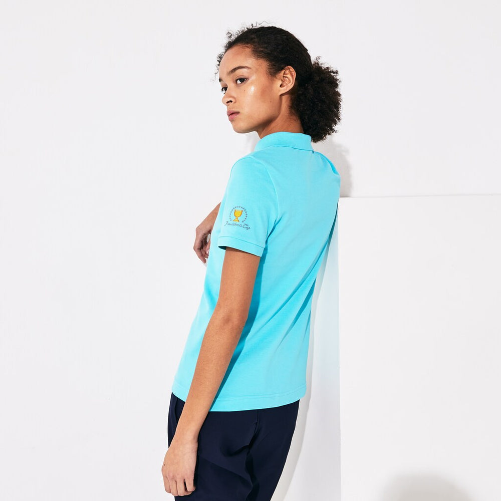 Womens Wo  Presidents Cup Stretch Cotton Piqué Golf Polo Shirt | Lacoste Turquoise • Hnp