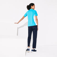 Womens Wo  Presidents Cup Breathable Texturized Color-Blocked Golf Polo | Lacoste Turquoise / White • Q3G