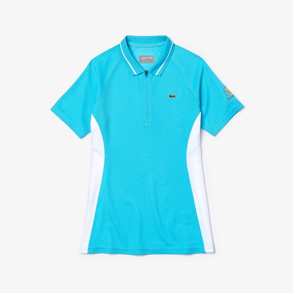 Womens Wo  Presidents Cup Breathable Texturized Color-Blocked Golf Polo | Lacoste Turquoise / White • Q3G