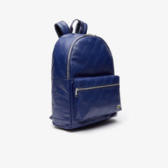 Mens   Lacoste LIVE Signature Print Zippered Backpack | Lacoste Blue Depths • E62