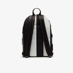 Mens   Lacoste LIVE Detachable Pouch Striped Backpack | Lacoste Noir Blanc • 279