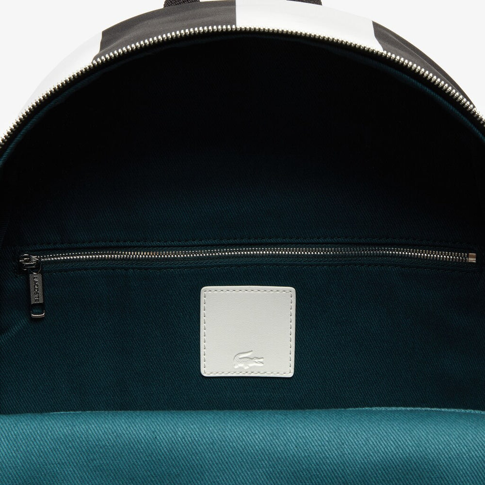 Mens   Lacoste LIVE Detachable Pouch Striped Backpack | Lacoste Noir Blanc • 279