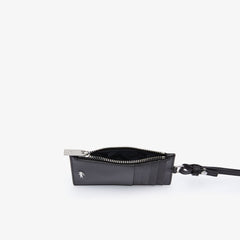 Mens   Fitzgerald Leather Neck Strap Zippered Card Holder | Lacoste Black • 000