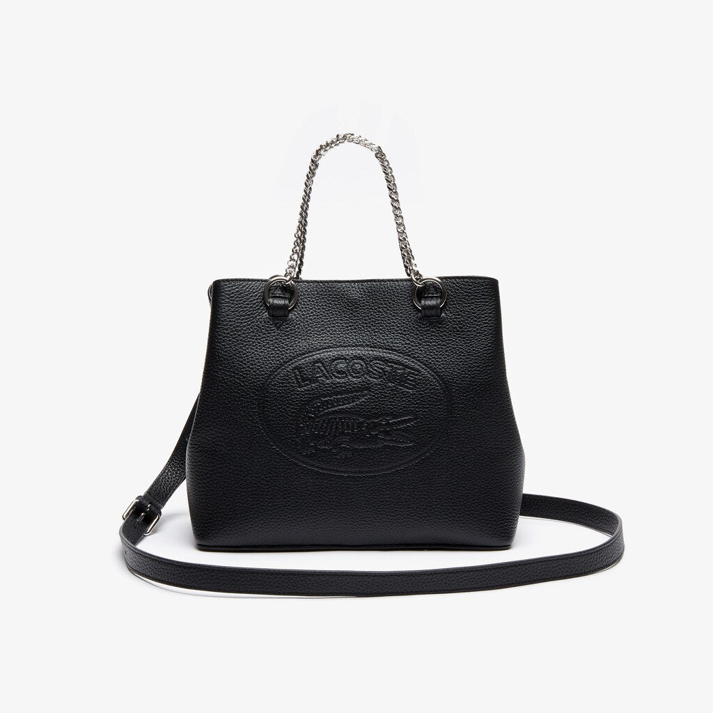 Womens Wo  Croco Crew Grained Leather Bucket Bag | Lacoste Black • 000