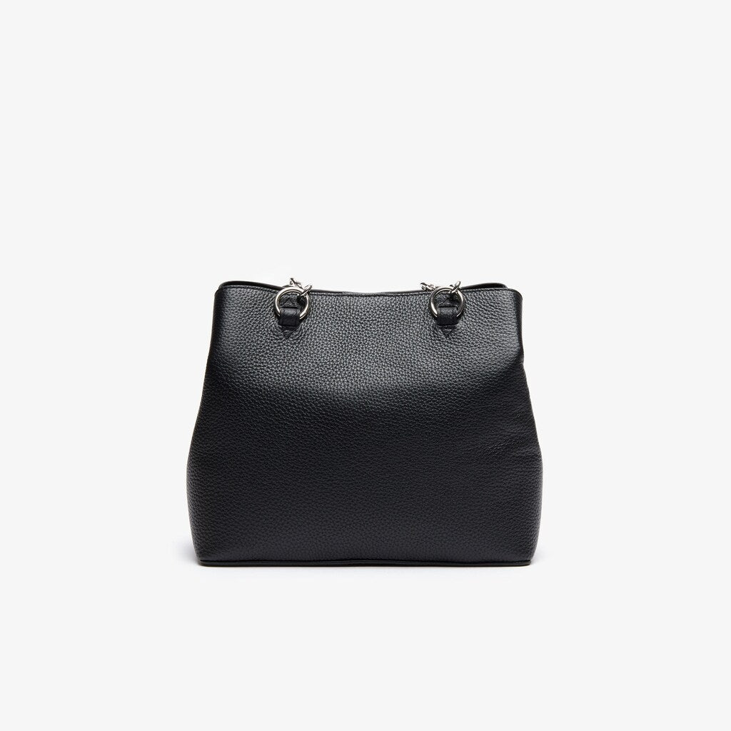 Womens Wo  Croco Crew Grained Leather Bucket Bag | Lacoste Black • 000