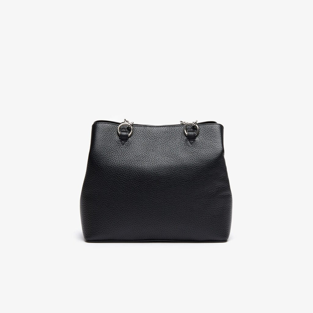 Womens Wo  Croco Crew Grained Leather Bucket Bag | Lacoste Black • 000
