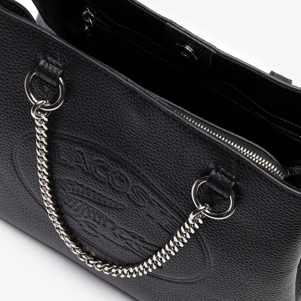 Womens Wo  Croco Crew Grained Leather Bucket Bag | Lacoste Black • 000
