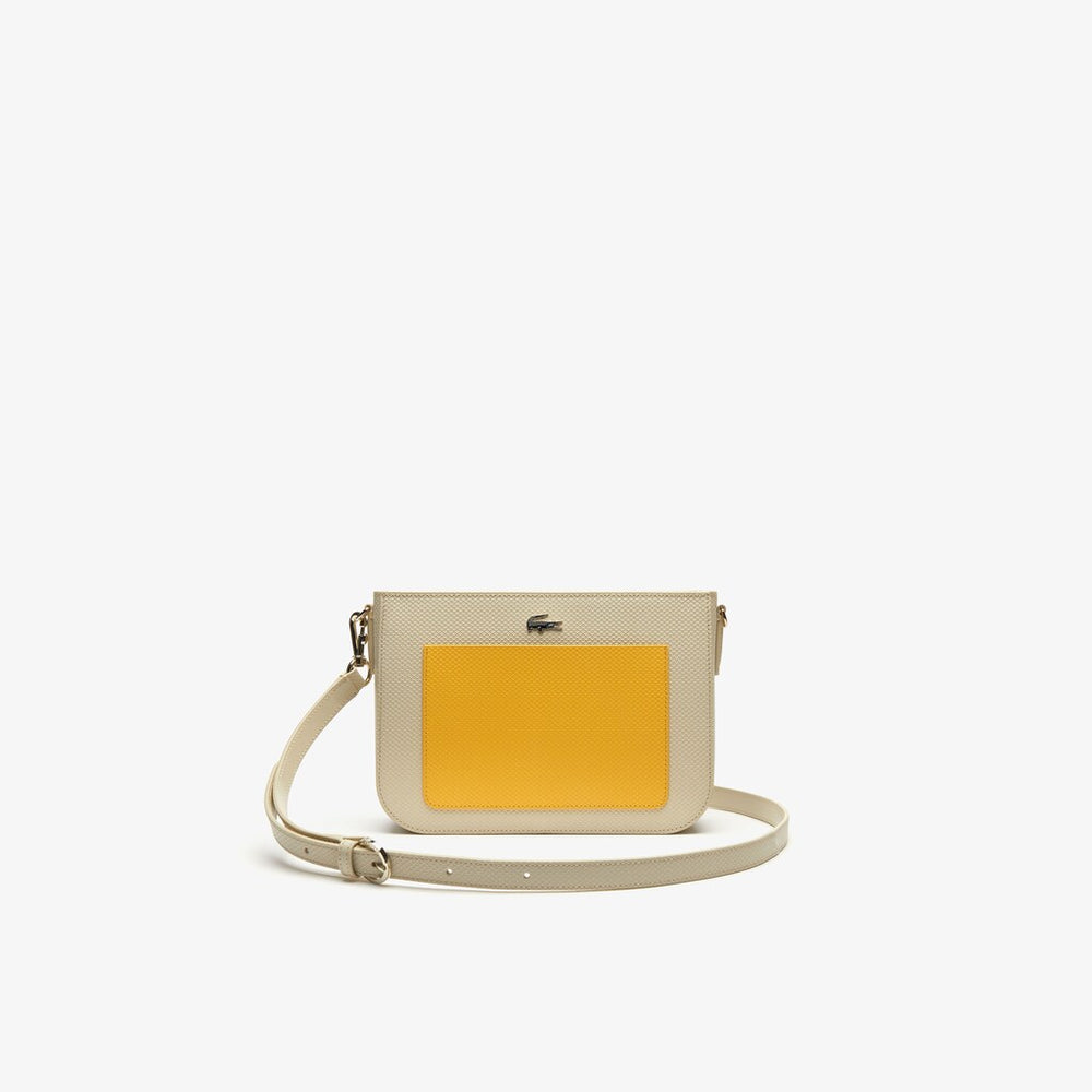 Womens Wo  Chantaco Colourblock Piqué Leather Shoulder Bag | Lacoste Fog Samoan Sun • E34