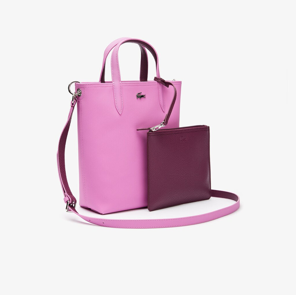 Womens Wo  Anna Reversible Coated Canvas Tote Bag | Lacoste Meadow Mauve Grape Wine • E40
