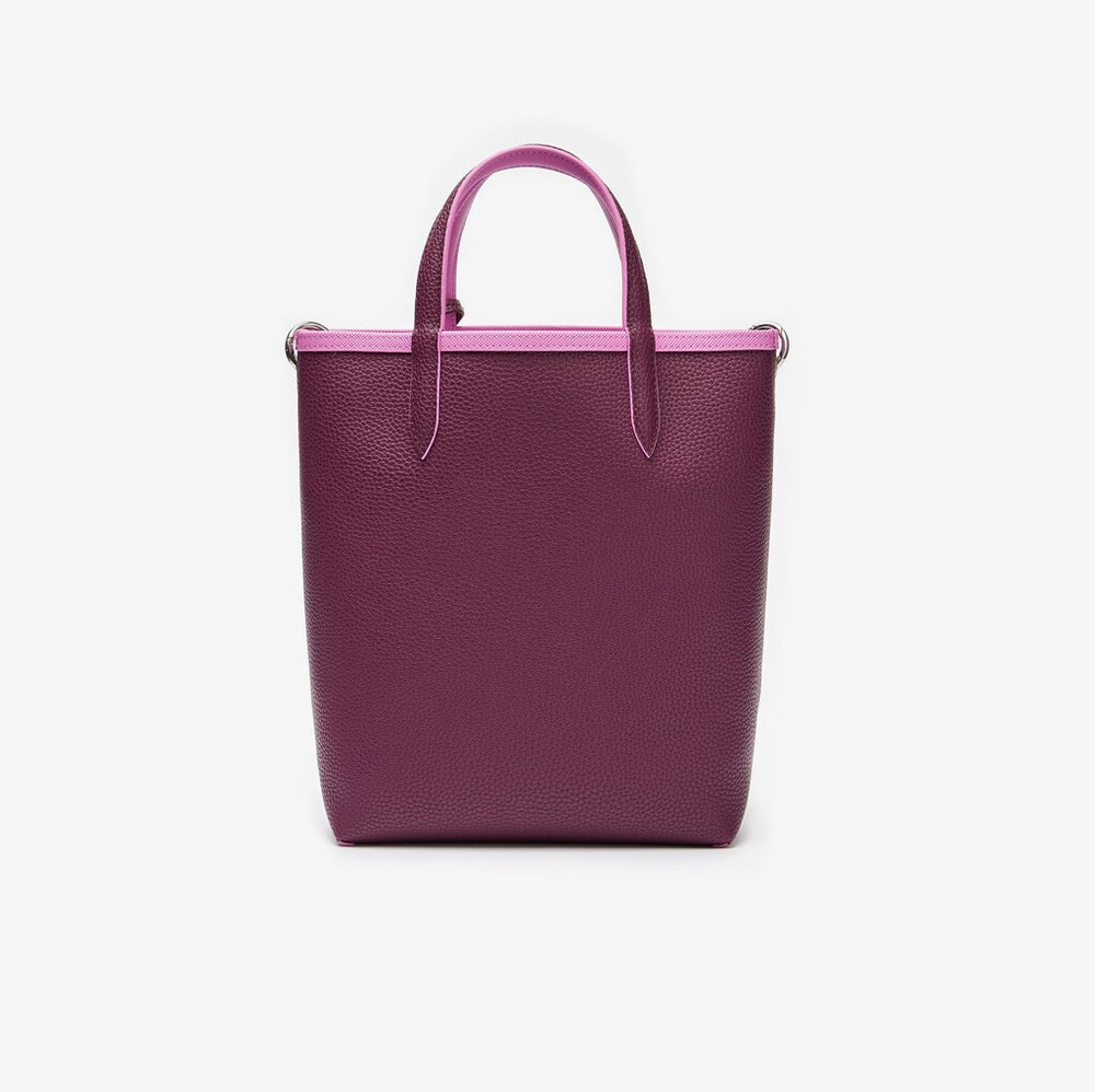 Womens Wo  Anna Reversible Coated Canvas Tote Bag | Lacoste Meadow Mauve Grape Wine • E40