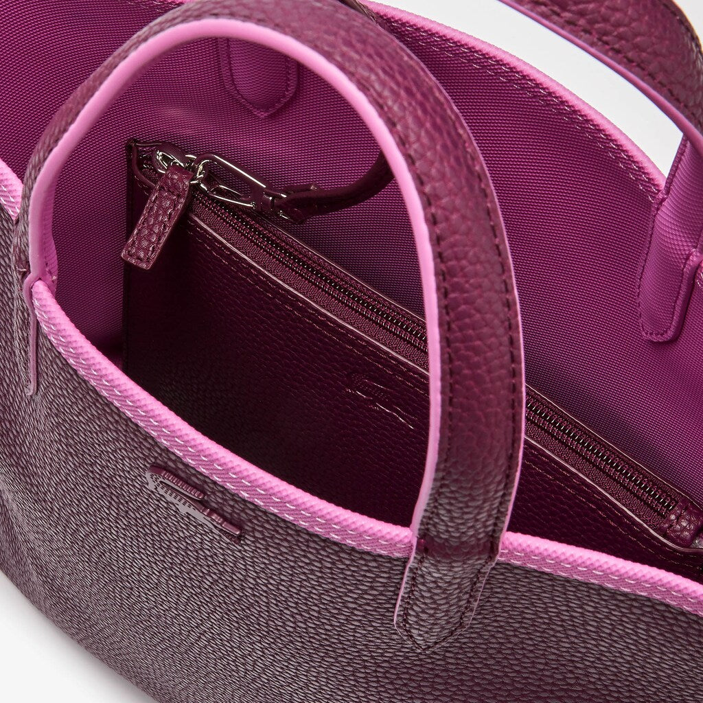 Womens Wo  Anna Reversible Coated Canvas Tote Bag | Lacoste Meadow Mauve Grape Wine • E40