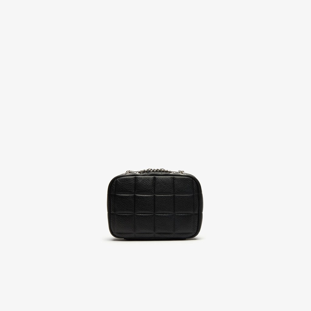 Womens Wo  Croco Crew Quilted Leather Zippered Shoulder Bag | Lacoste Black • 000