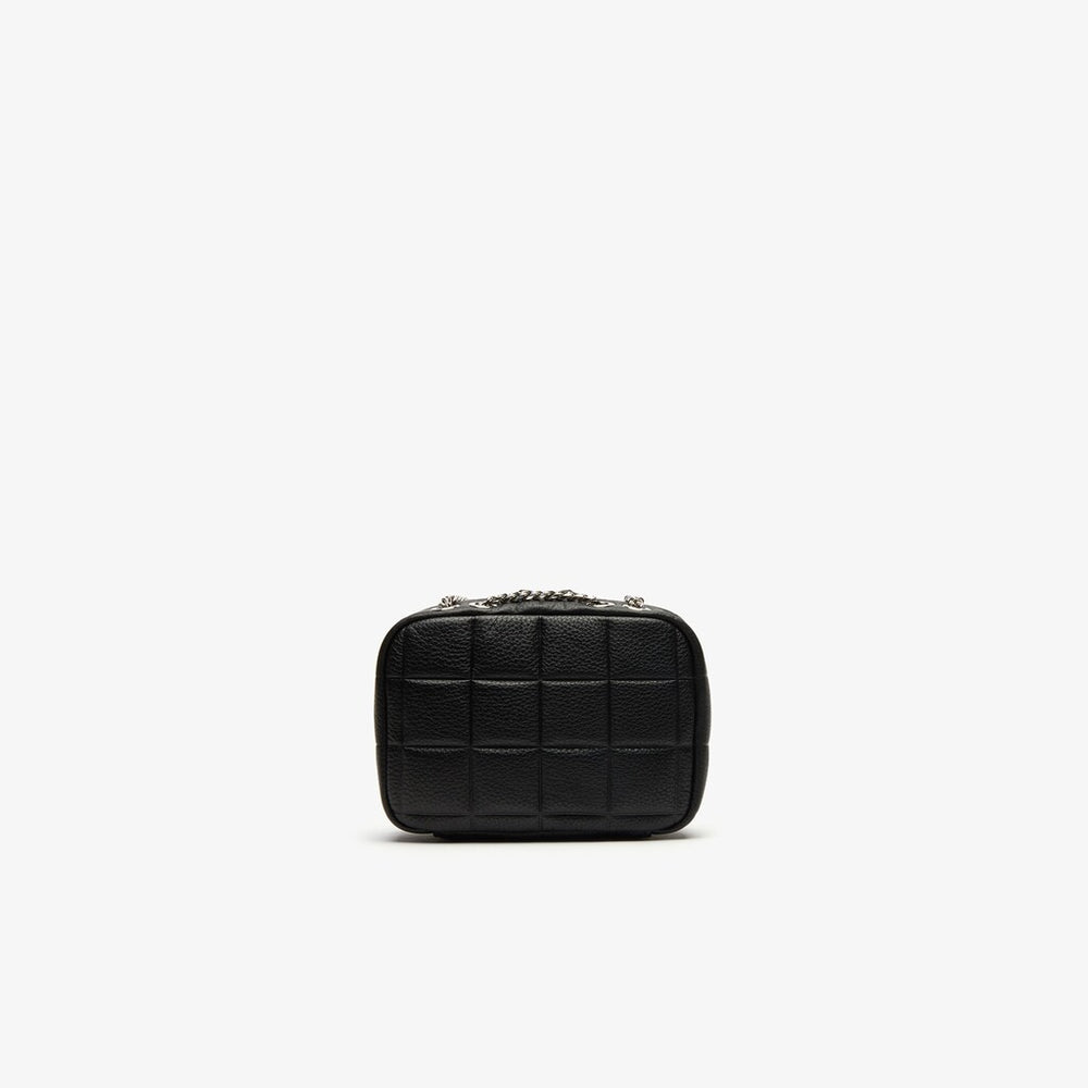 Womens Wo  Croco Crew Quilted Leather Zippered Shoulder Bag | Lacoste Black • 000
