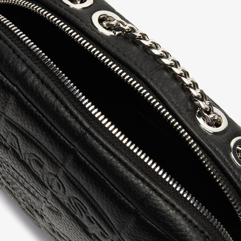 Womens Wo  Croco Crew Quilted Leather Zippered Shoulder Bag | Lacoste Black • 000