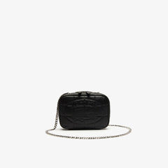 Womens Wo  Croco Crew Quilted Leather Zippered Shoulder Bag | Lacoste Black • 000