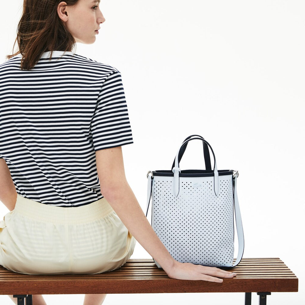 Womens Wo  Anna Removable Pouch Perforated Vertical Tote | Lacoste Dark Sapphire Illusion Bl • D90