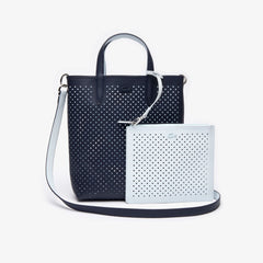 Womens Wo  Anna Removable Pouch Perforated Vertical Tote | Lacoste Dark Sapphire Illusion Bl • D90