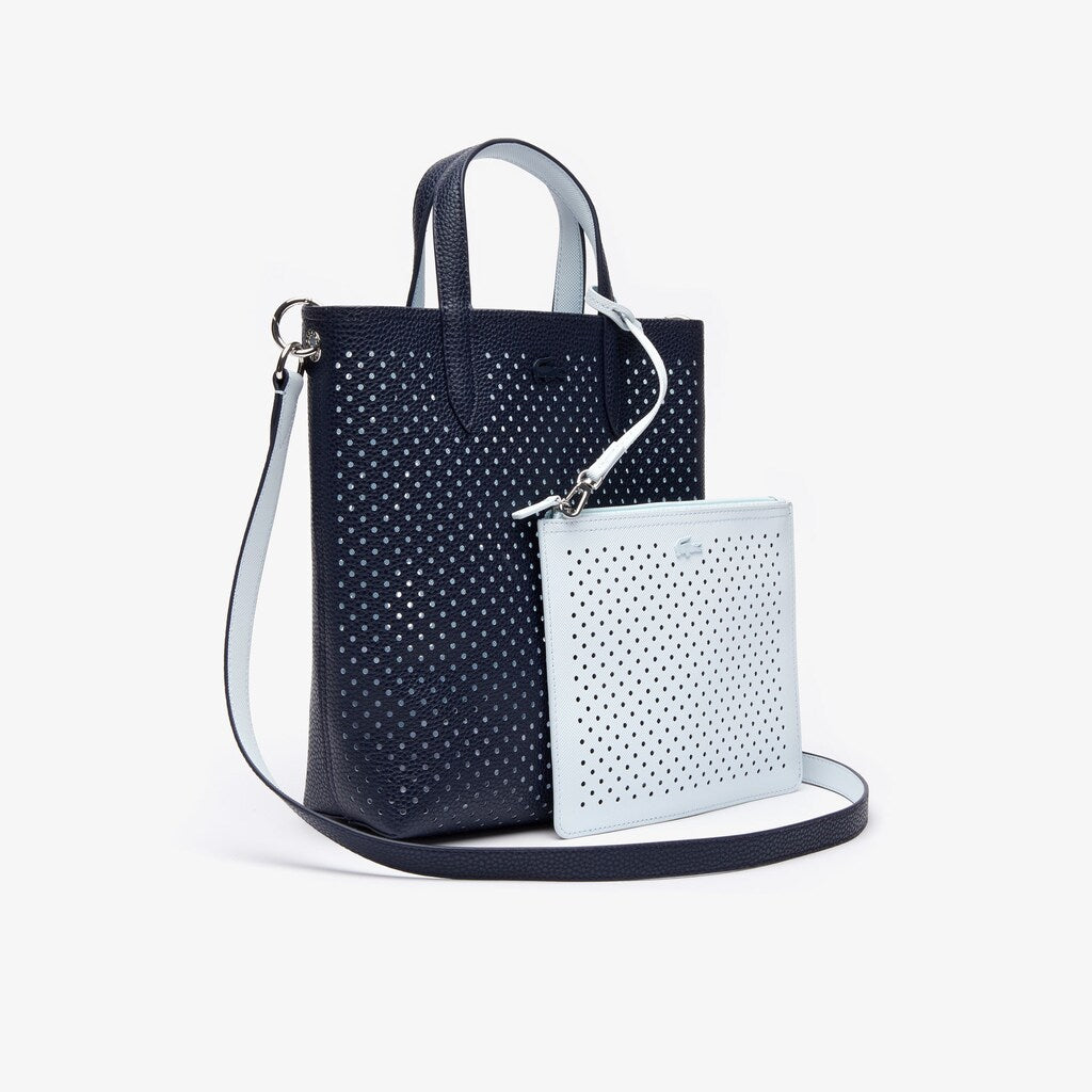 Womens Wo  Anna Removable Pouch Perforated Vertical Tote | Lacoste Dark Sapphire Illusion Bl • D90