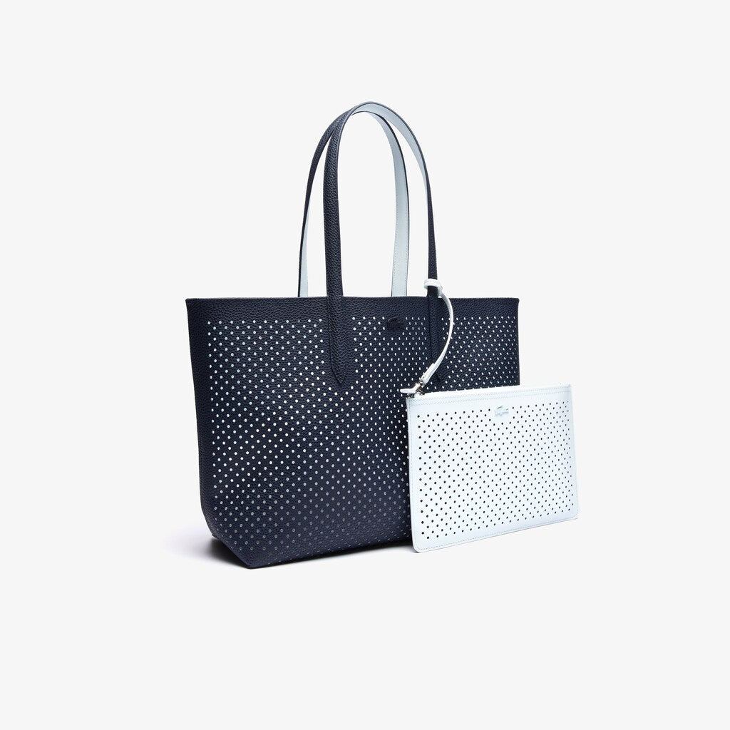 Womens Wo  Anna Removable Pouch Perforated Reversible Tote | Lacoste Dark Sapphire Illusion Bl • D90