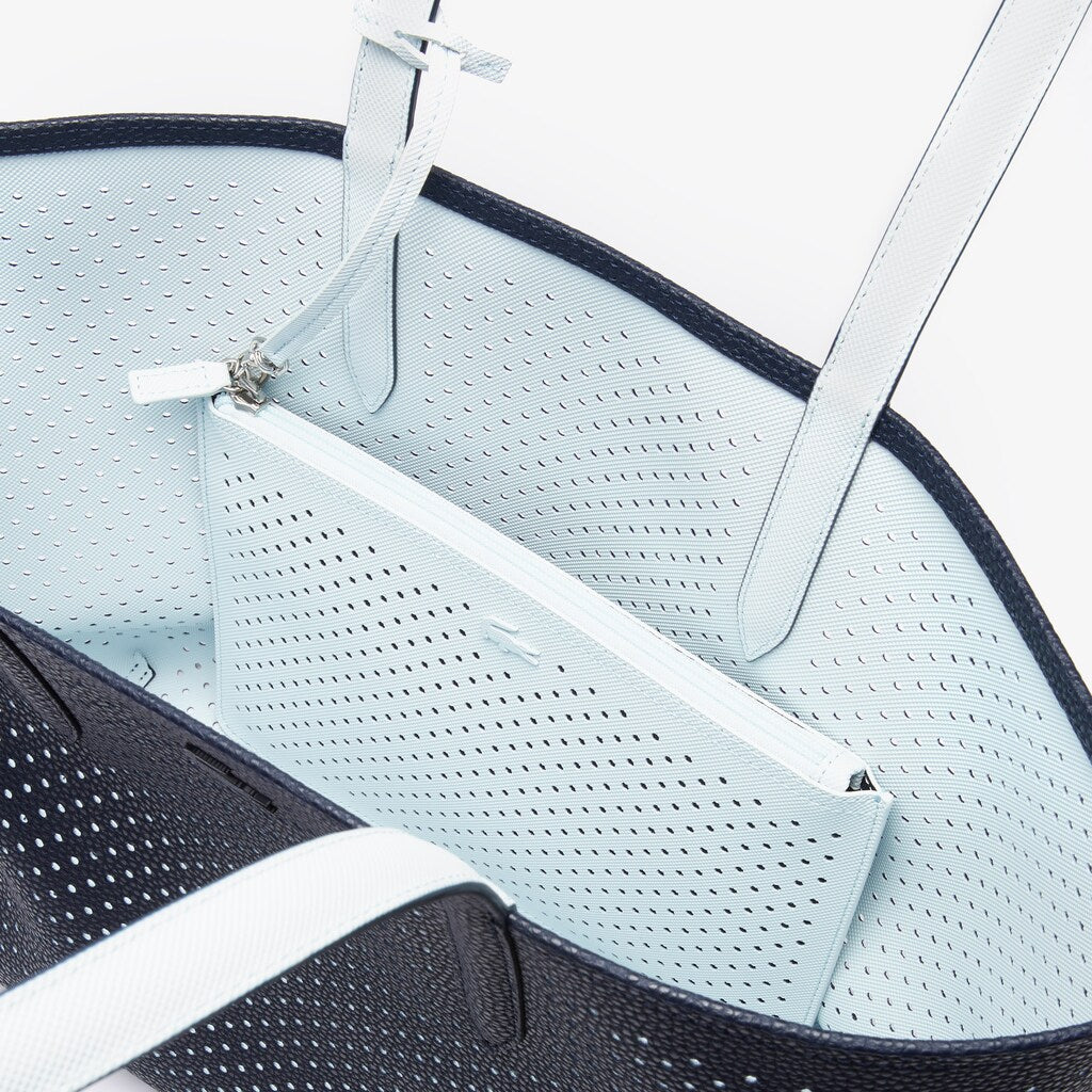 Womens Wo  Anna Removable Pouch Perforated Reversible Tote | Lacoste Dark Sapphire Illusion Bl • D90