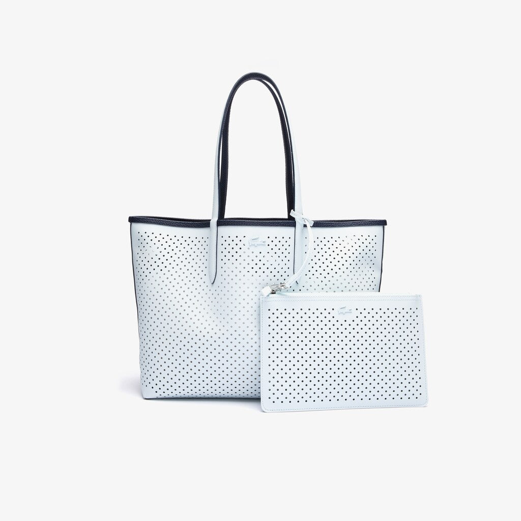Womens Wo  Anna Removable Pouch Perforated Reversible Tote | Lacoste Dark Sapphire Illusion Bl • D90