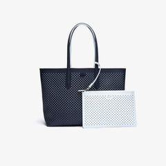 Womens Wo  Anna Removable Pouch Perforated Reversible Tote | Lacoste Dark Sapphire Illusion Bl • D90