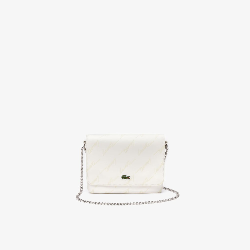 Womens Wo  Flap Bag with Chain Strap | Lacoste Marshmallow • A56